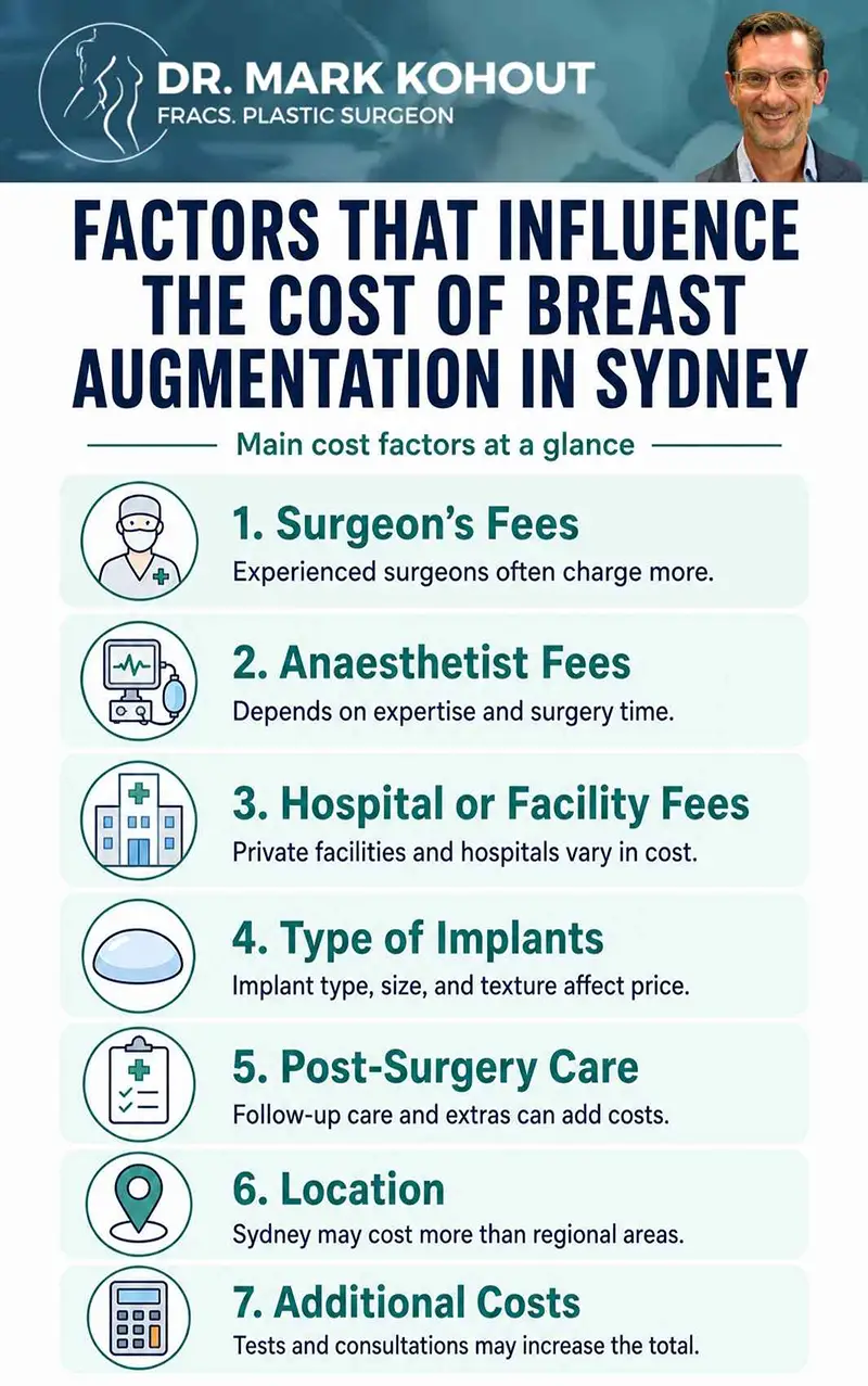 Cost of Breast Augmentation in Sydney Infographics by Dr Mark Kohout