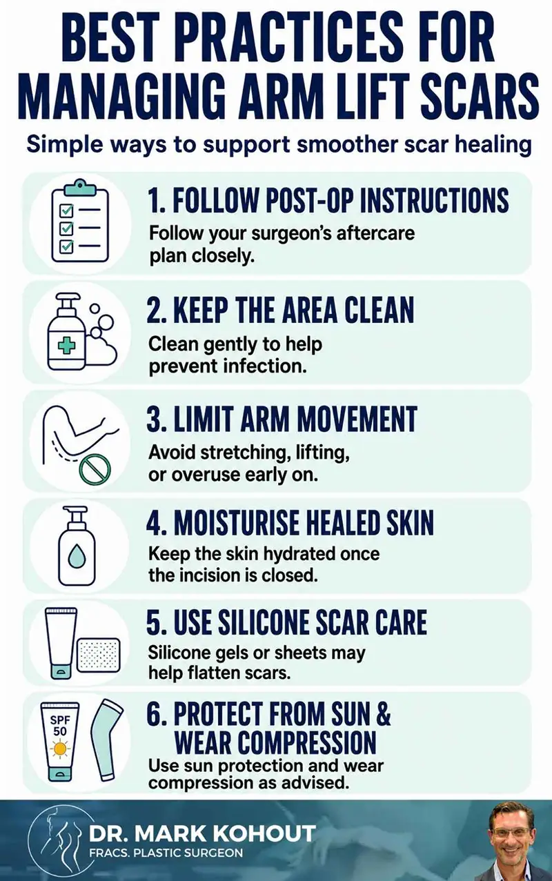 Managing Arm Lift Scars A Guide Infographics by Dr Mark Kohout