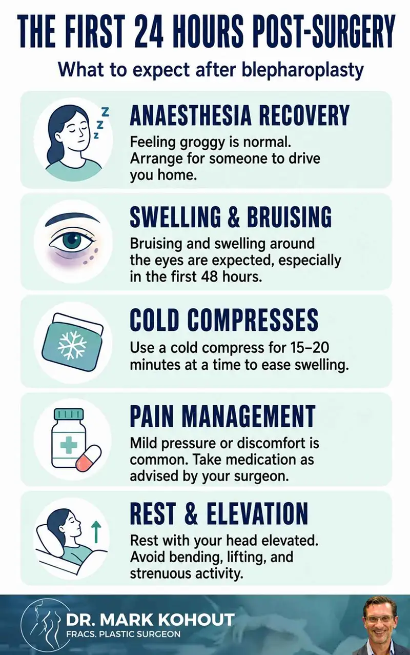 Recovery After Blepharoplasty Infographics by Dr Mark Kohout