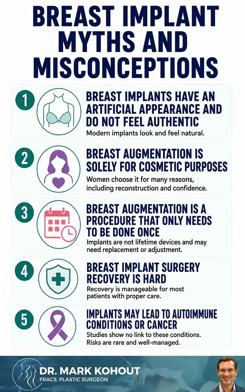 Breast Implant Myths and Misconceptions Infographics by Dr Mark Kohout