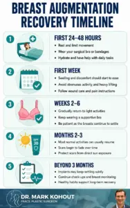Recovery After Breast Augmentation Surgery - Infographics by Dr Mark Kohout