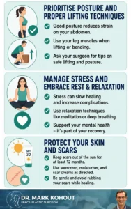 Tips to Help Maintain Your Abdominoplasty Tummy Tuck Results Infographics - Mark Kohout