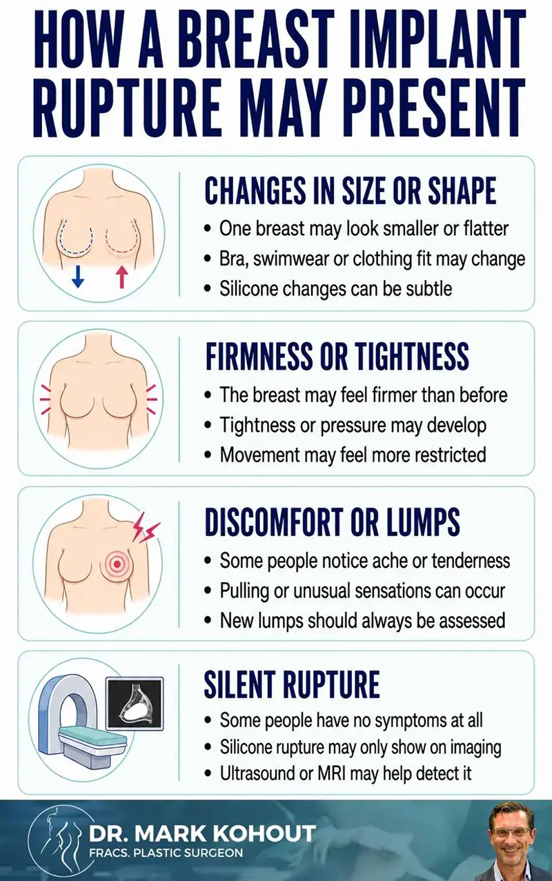Breast Implant Rupture Understanding Signs, Testing and Treatment Options Infographics by Dr Mark Kohout