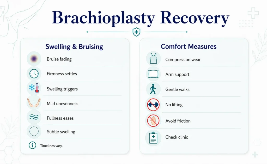 Brachioplasty Recovery Infographic by Dr Mark Kohout