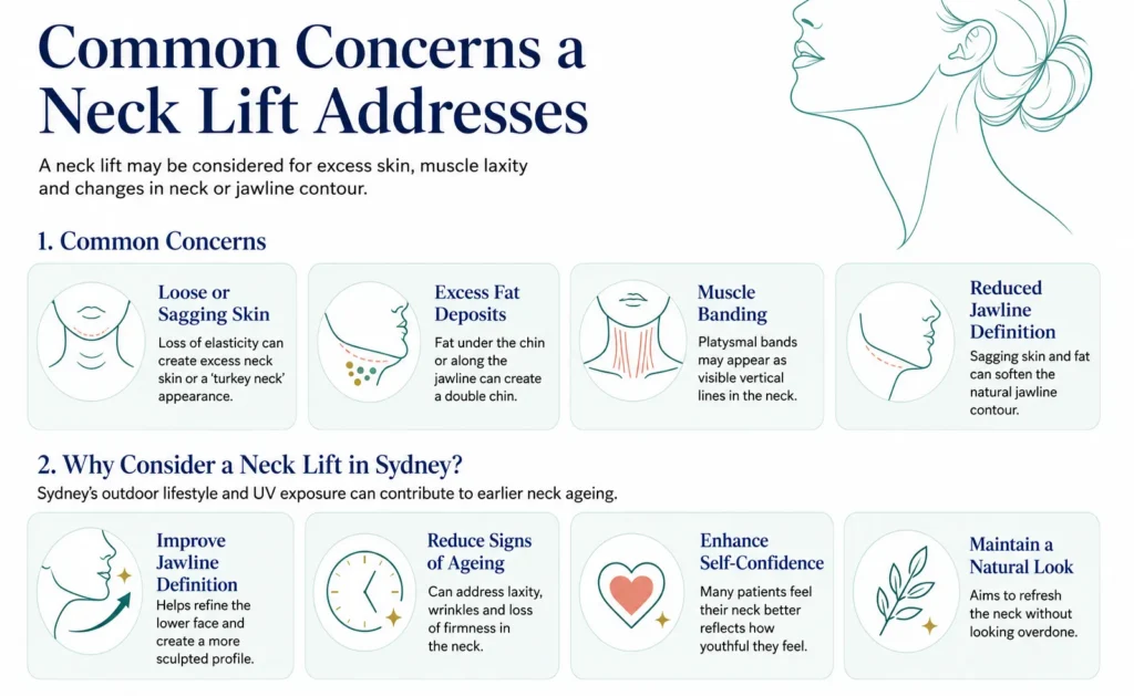 Common Concerns a Neck Lift Addresses Infographic by Dr Mark Kohout