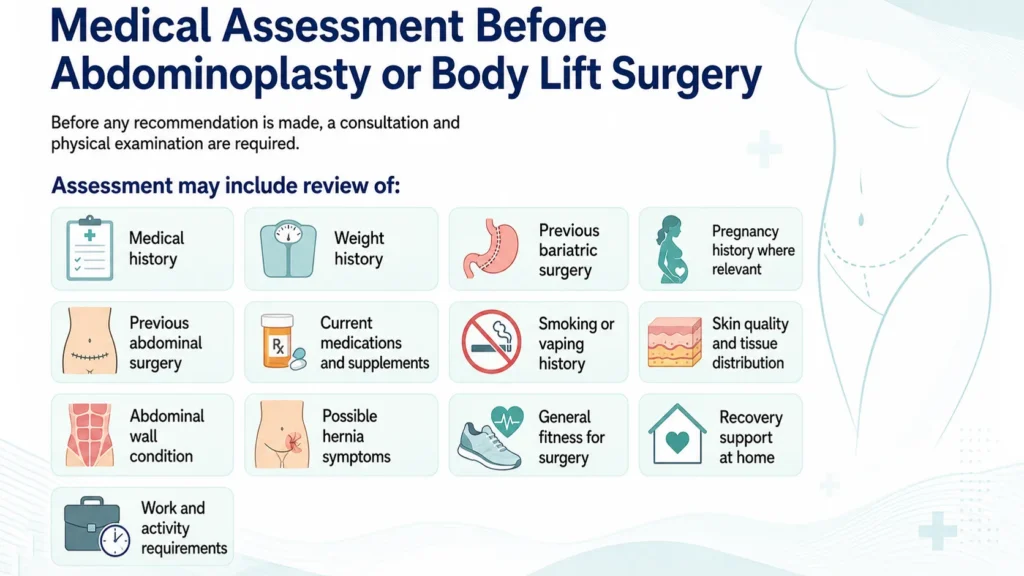 Medical Assessment Before Abdominoplasty of Body Lift Surgery by Dr Mark Kohout