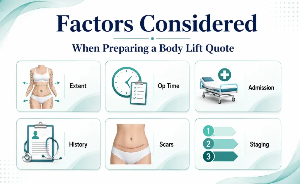 Factors Considered When Preparing a Body Lift Quote Infographic by Dr Mark Kohout