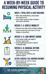 Returning To Exercise After Plastic Surgery Infographics by Dr Mark Kohout